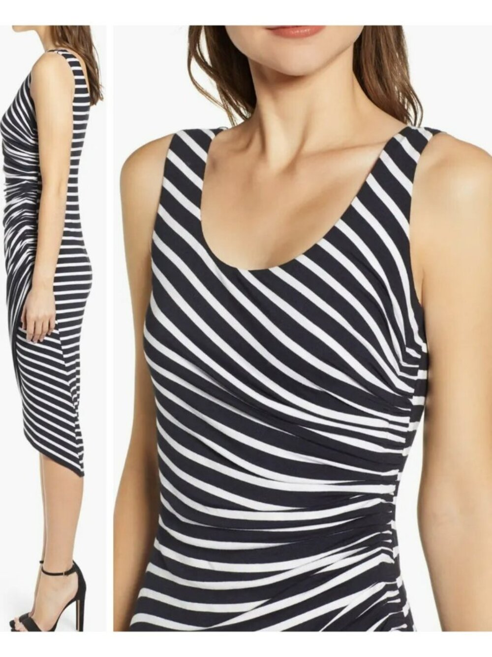 Anthropologie Bailey 44 Womens Black White Sleeveless Striped Maxi Dress Size XS